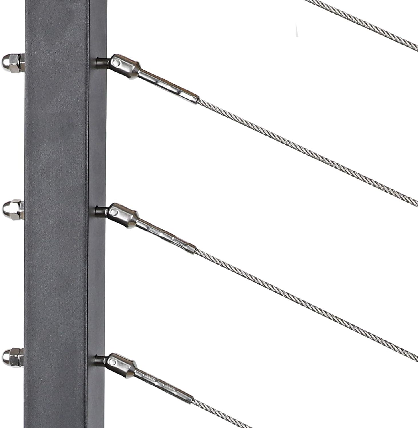 Deck Man 1/8 Inch T316 Stainless Steel Adjustable Cable Railing Kit/Hardware for 1.5 Inch Metal Post，Marine Grade (20 Pack)