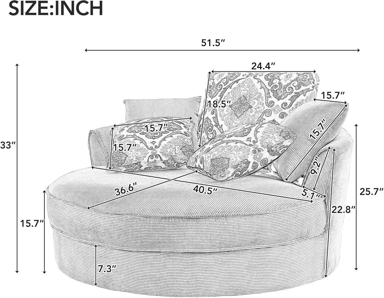 360-Degree Swivel Chair for Living Room Lounge