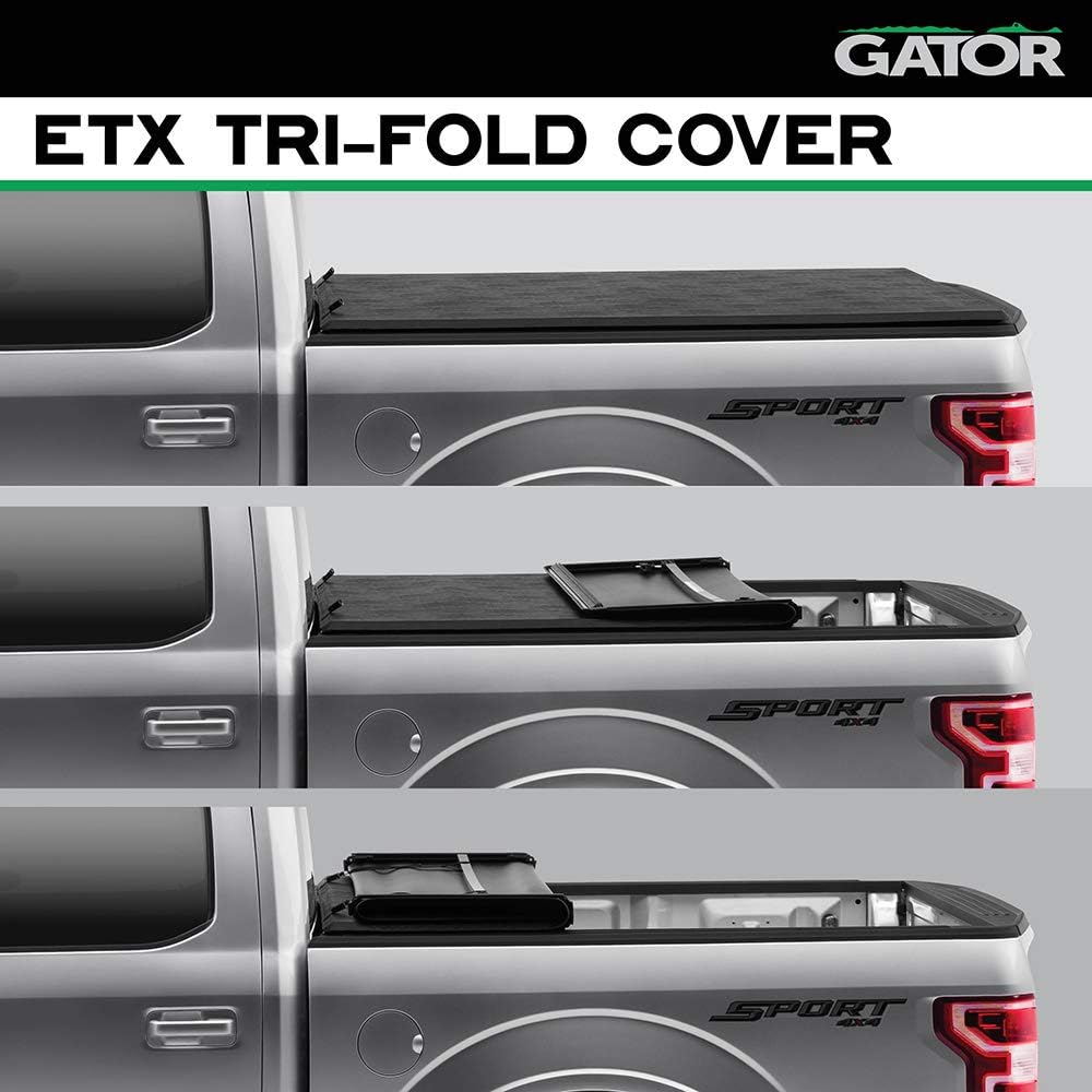 Gator ETX Soft Tri-Fold Truck Bed Tonneau Cover | 59701 | Fits 2020 - 2022 Jeep Gladiator (JT) w/o track rail 5' Bed (60")