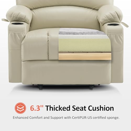MCombo Oversized Power Lift Recliner Chair for Elderly, Lift Chair with Heat and Massage, Lift Recliner for Big and Tall, Cup Holders