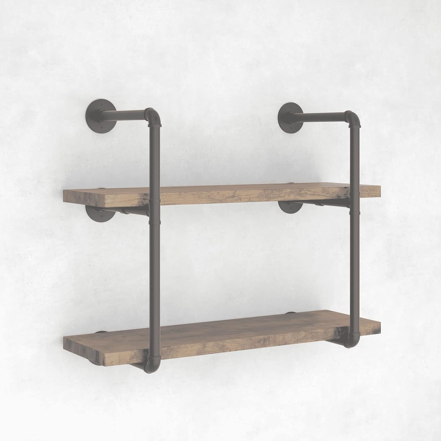 CADMIC Industrial Wall Mount Iron Pipe Shelf for Office Room Kitchen DIY Open Bookshelf Retro Black Storage Shelves Pipe Shelving Hung Bracket (3
