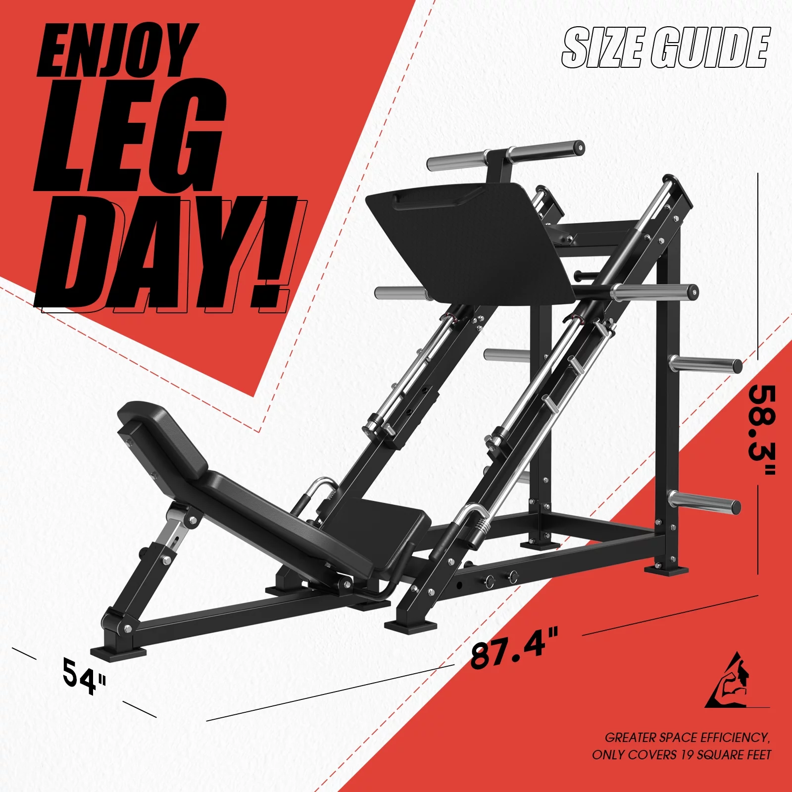 syedee Leg Press Machine with Calf Block, 1500LBS Weight Capacity Adjustable Leg Machine with Resistance Band Pegs and Plate Storages