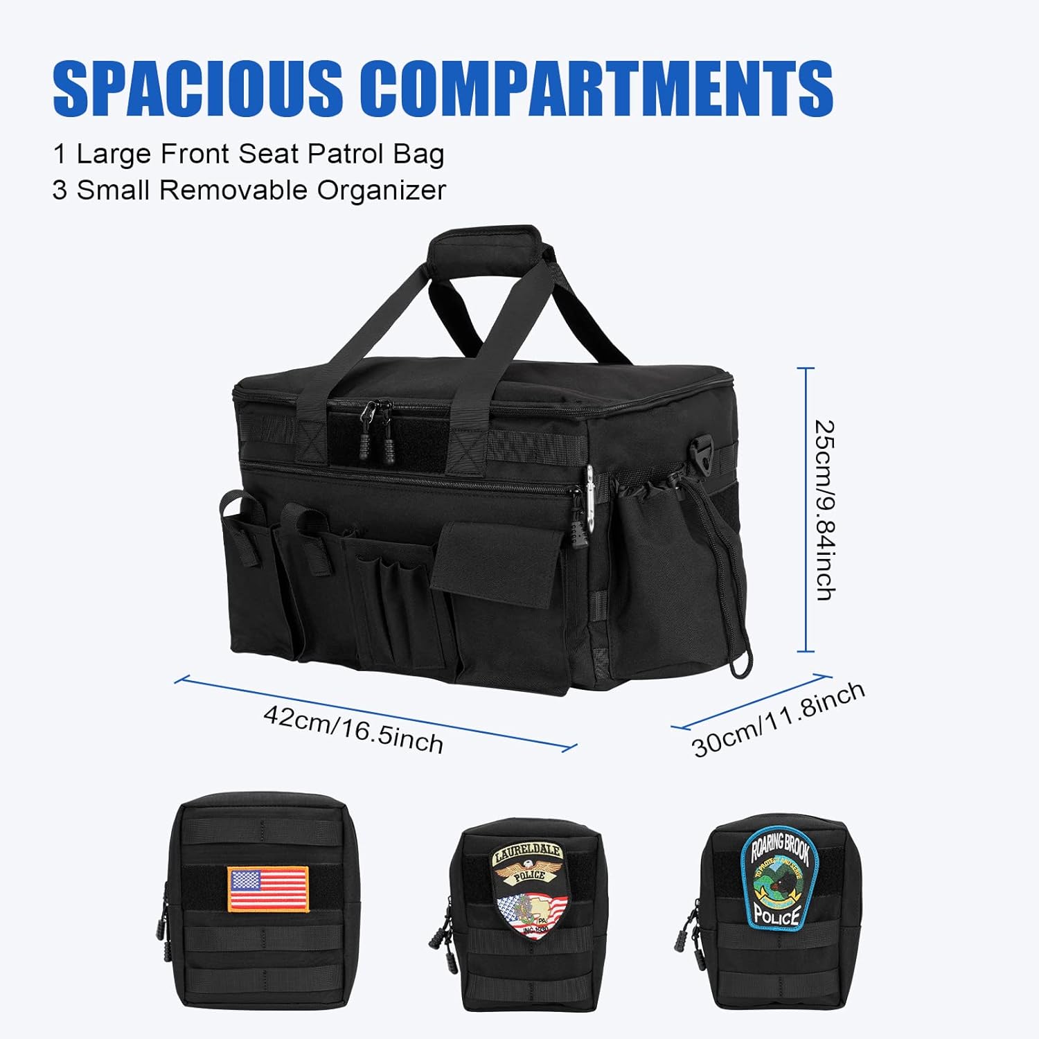 SUPAREE Police Duty Bag Law Enforcement, Tactical Car Seat Organizer Front Seat, Patrol Bag Law Enforcement Front Seat for Law Enforcement