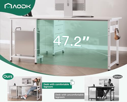 AODK L Shaped Gaming Desk with 4 Drawers, 61" Reversible Home Office Desks with Power Outlets