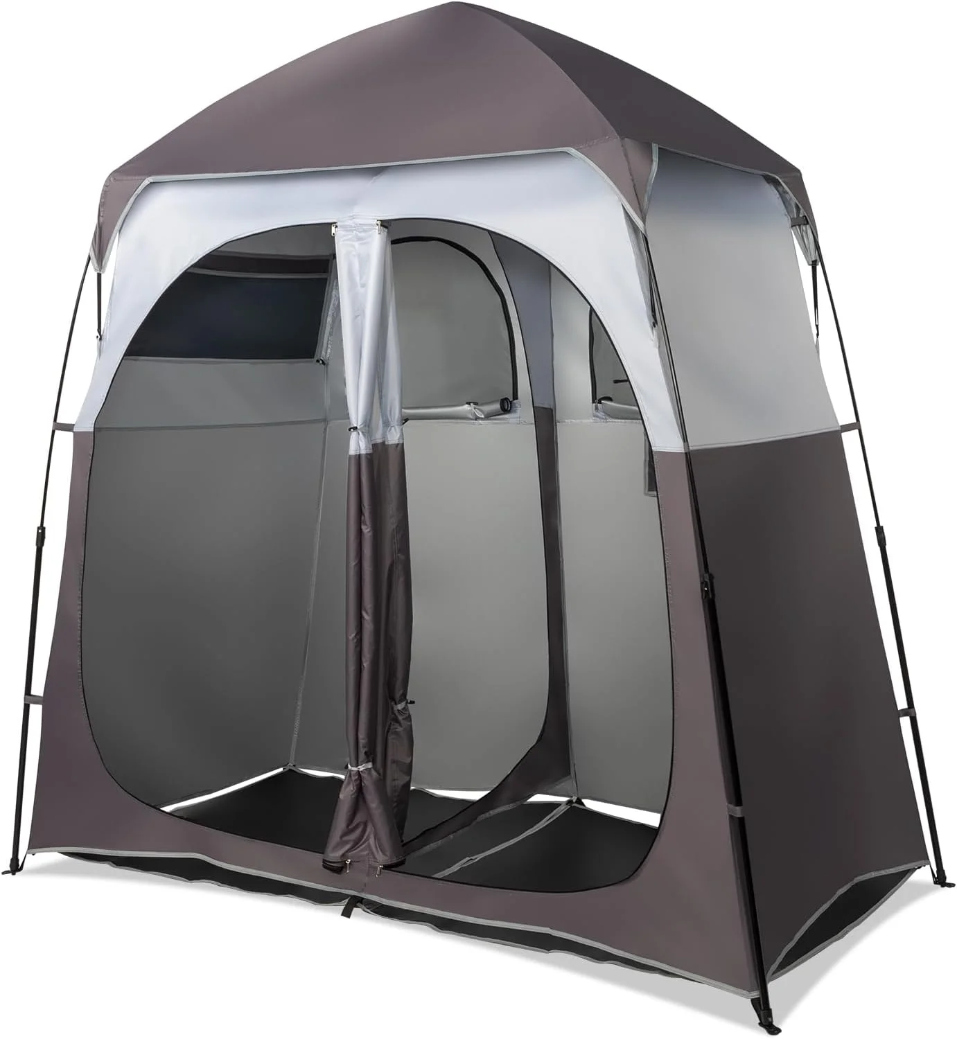 VINGLI 2 Room Shower Tent, 7.5 FT Instant Pop Up Shelter with Carrying Bag, Privacy Changing Room Tent,Perfect for Portable Toilet, Camping, Dressing