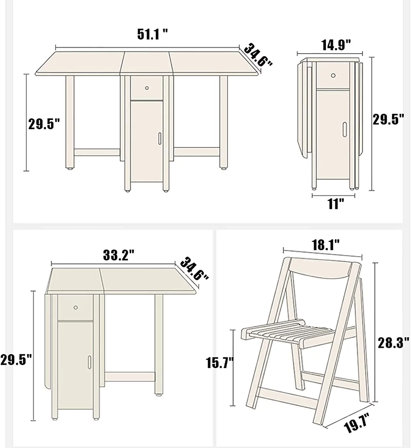 Table And Chairs Drop Leaf Extension Dinner Table With Wheels And Drawer Solid Wood Farmhouse Dining Table Set 5 Pieces Space Saving Kitchen Island