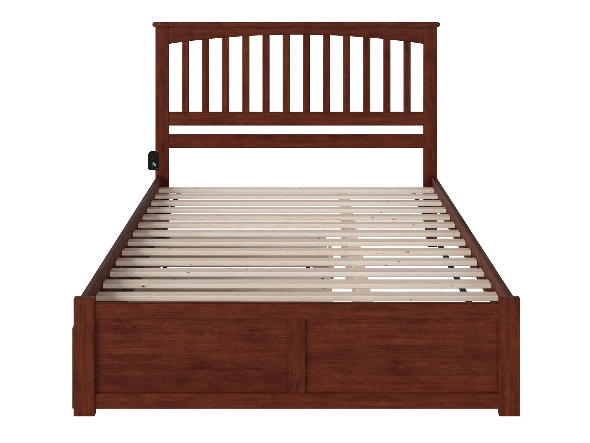 AFI Mission King Solid Wood Platform Bed with Footboard and Twin XL Trundle in Walnut