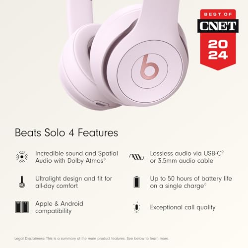 Beats Solo 4 - Wireless Bluetooth On-Ear Headphones, Apple & Android Compatible, Up to 50 Hours of Battery Life - Black & Gold