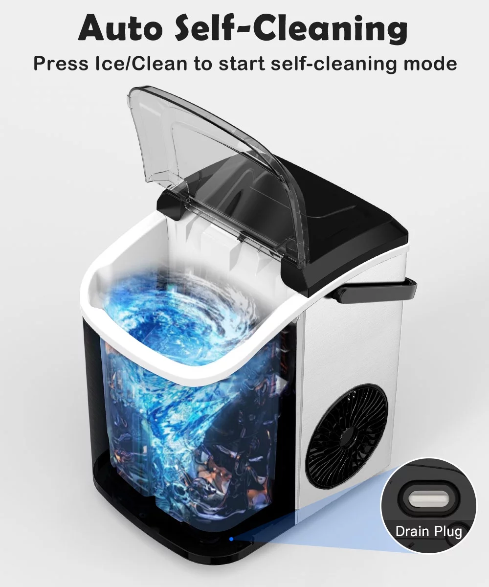 COWSAR 33lbs Countertop Nugget Ice Maker, Potable with Scoop,聽Soft Nugget Ice Ready in 10mins, Red