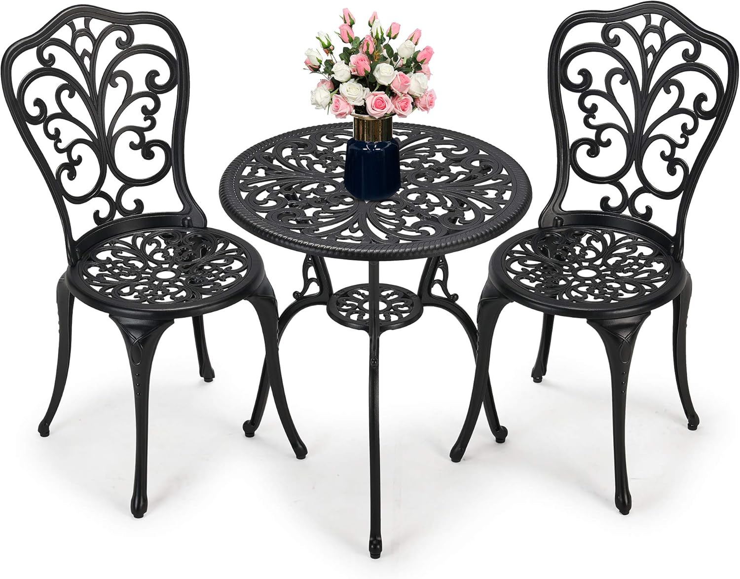 Laurel Canyon 3-Piece Cast Aluminum Patio Bistro Sets Antique Copper Finish Outdoor Furniture with Rust-Resistant Small Round Table and 2 Chairs for