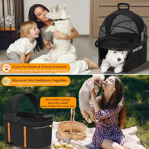 PAWZIDEA Dog Stroller for Large Dogs, Pet Stroller with Detachable Carrier for Portable Dog Crate for Car Seat, Foldable Dogs Jogger Strollers