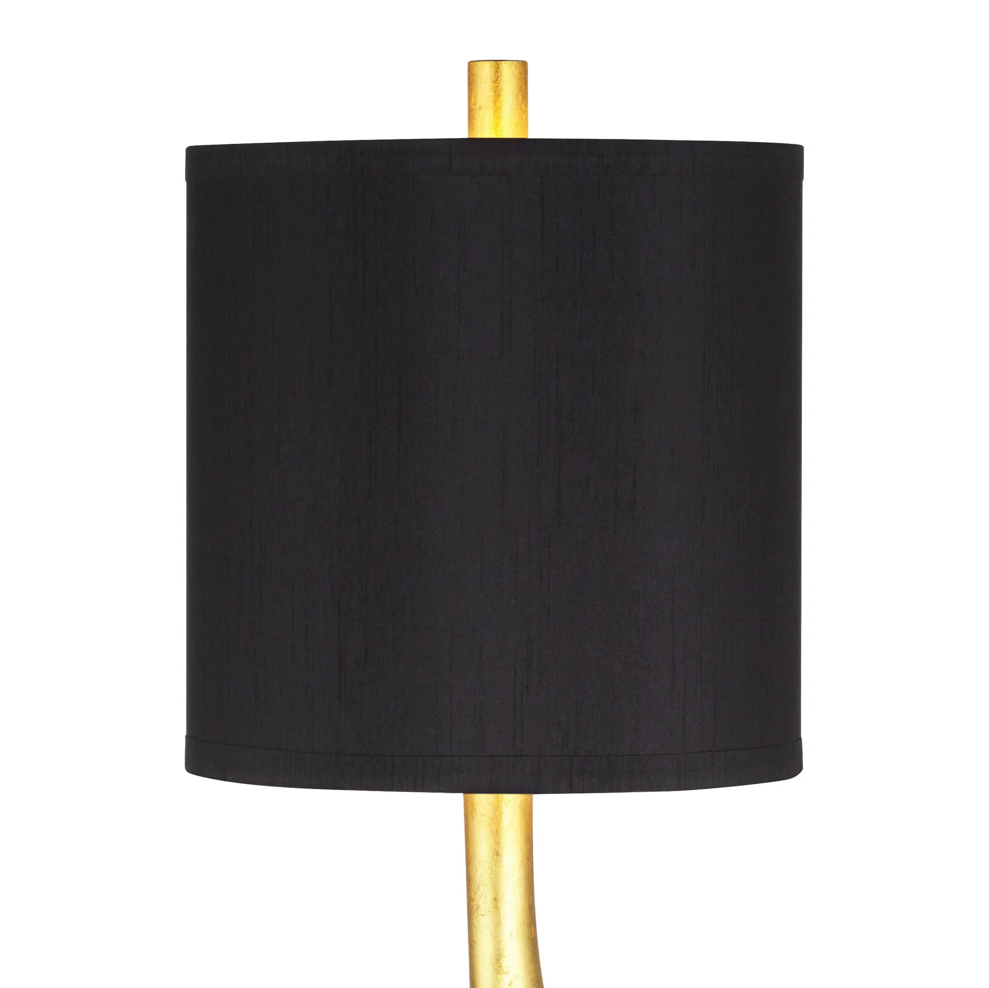 Possini Euro Design Minerva 32" Tall Large Modern Glam End Table Lamps Set of 2 Gold Leaf Black Shade Living Room Bedroom Bedside