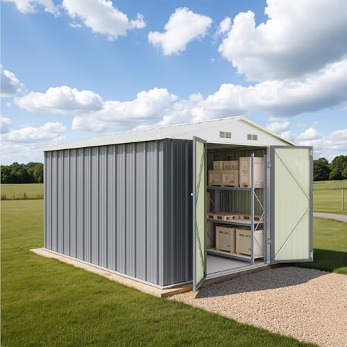 Greesum 5×3 FT Outdoor Storage Shed, Metal Storaged Sheds Without Floor, Tool Sheds with Lockable Doors and Sloping Roof for Garden, Patio, Backyard