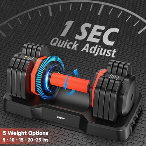 25LB Adjustable Dumbbells Set, Adjustable Weights 5/10/15/20/25lbs