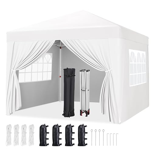 Yaheetech 10x10 Pop Up Canopy with 4 Removable Sidewalls, Portable Enclosed Instant Tent, Waterproof Outdoor Tent, Beach Sun Shelter with 4 Sandbags
