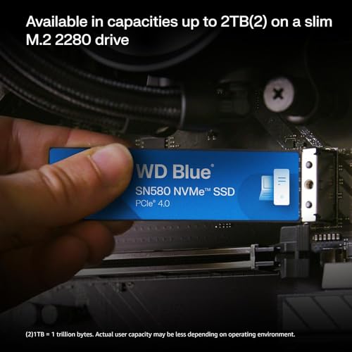 Western Digital 4TB WD Blue SN5000 NVMe Internal Solid State Drive SSD - PCIe Gen 4.0, M.2 2280, Up to 5,500 MB/s - WDS400T4B0E