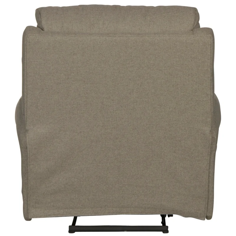 Catnapper Eastland Glider Recliner in Gray Polyester Fabric with Accent Pillow