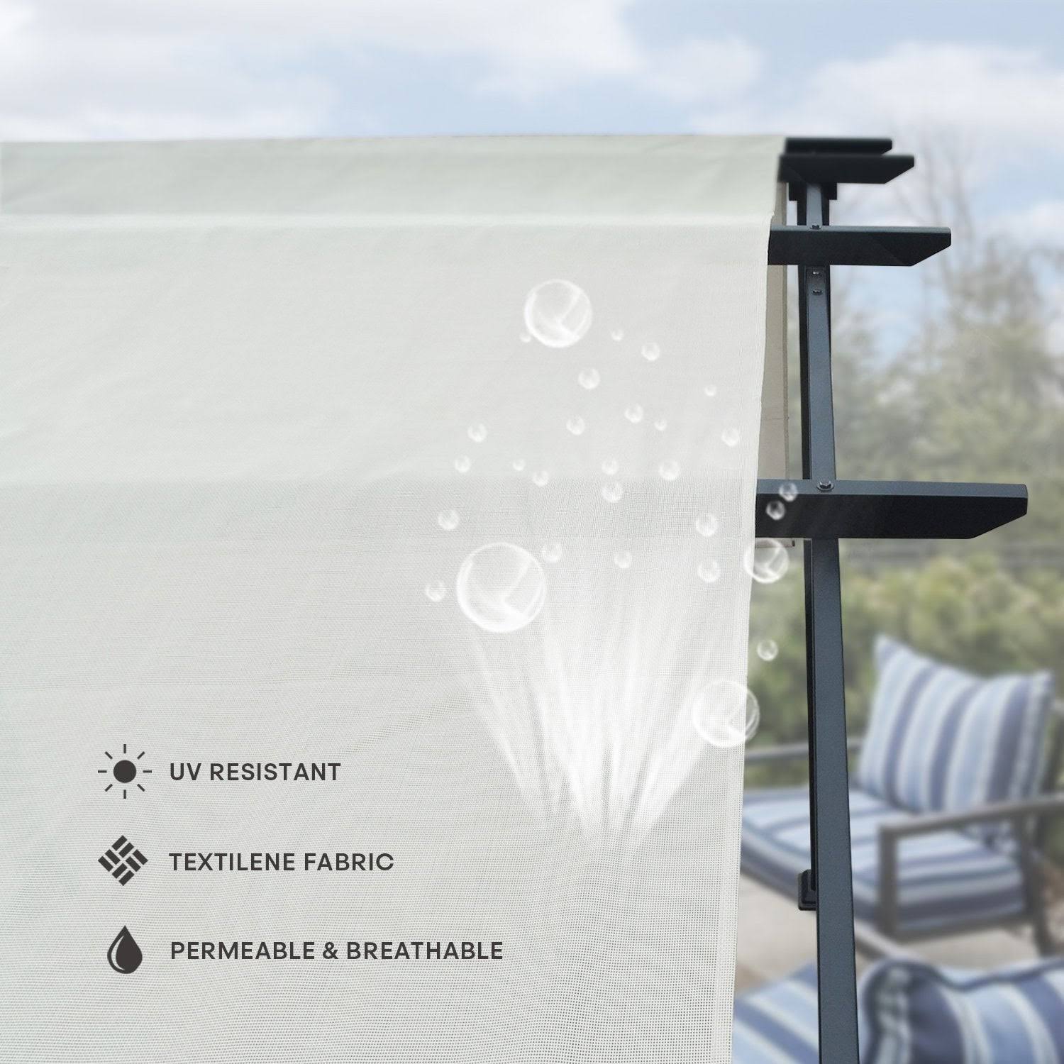 Pergola Gazebo Canopy Sun Shelter with Retractable Shades - 10&x8& - Black