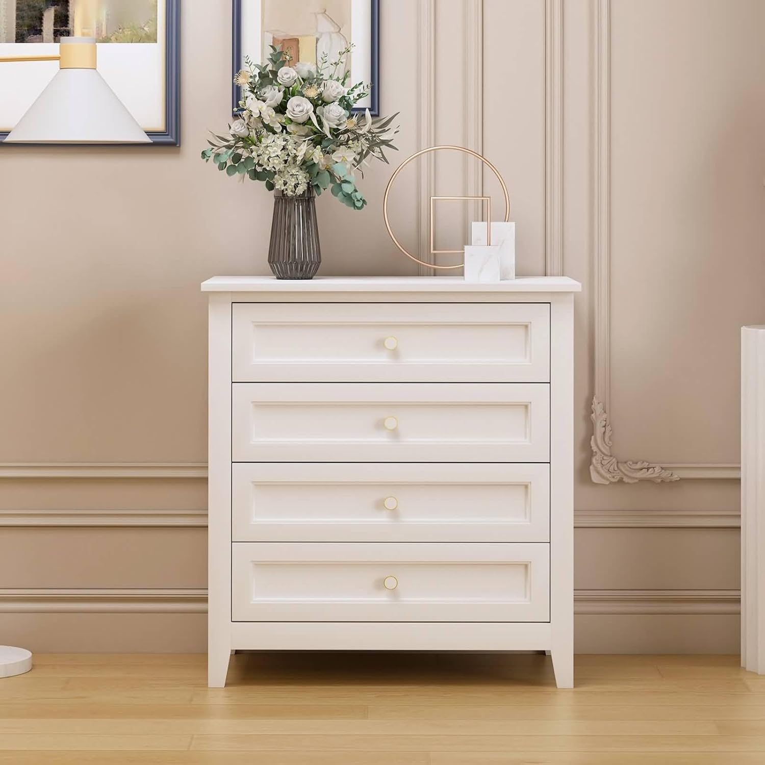 Drawer Dresser Bar, Solid Wood Spray-Painted Cabinet Lockers Buffet Server Console Table Lockers, Retro Round Handle, Applicable to The Dining Room