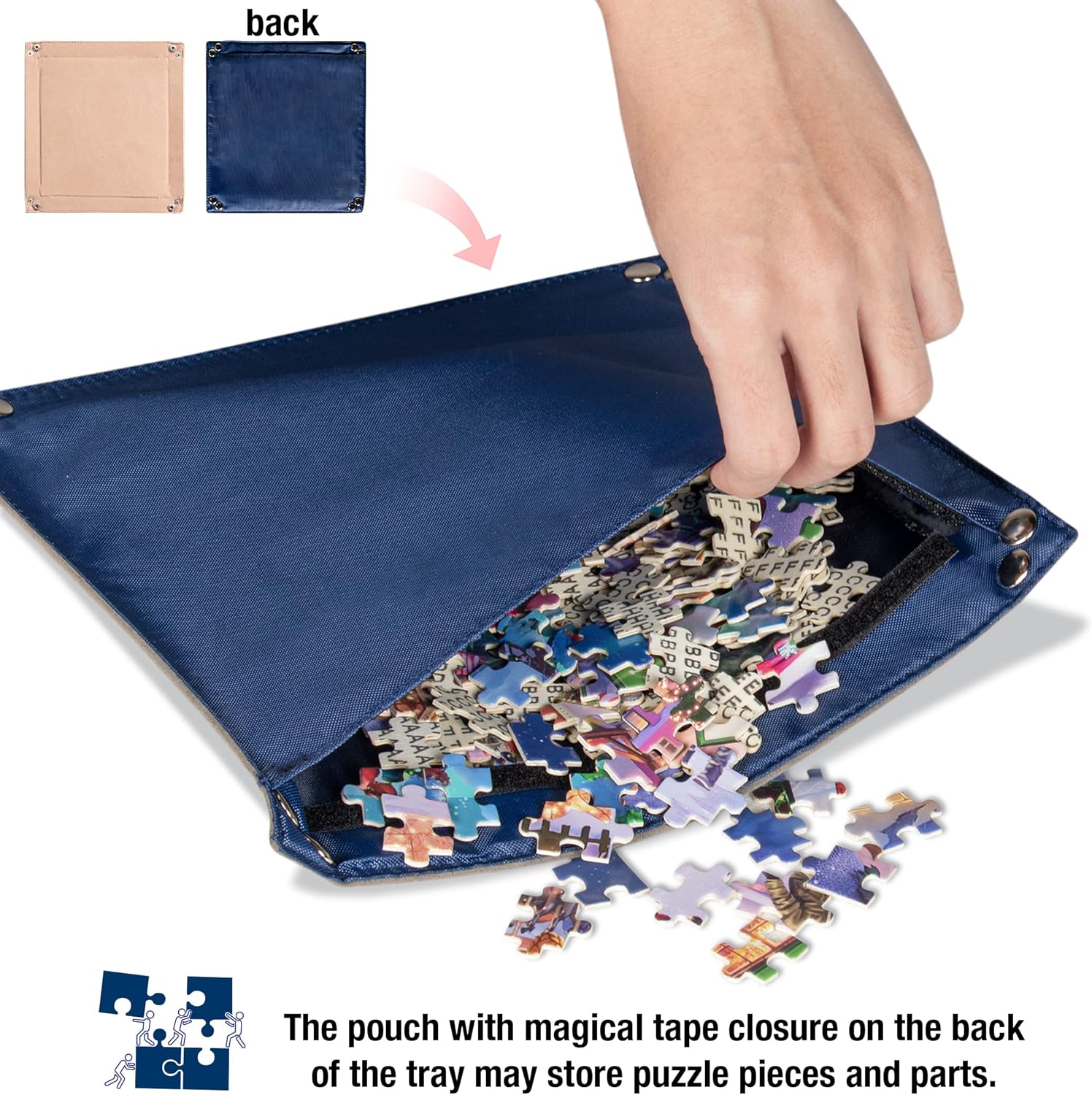 Lavievert Jigsaw Puzzle Case Portable Puzzle Storage Puzzle Board with Six Sorting Trays for Up to 1,500 Pieces - Blue