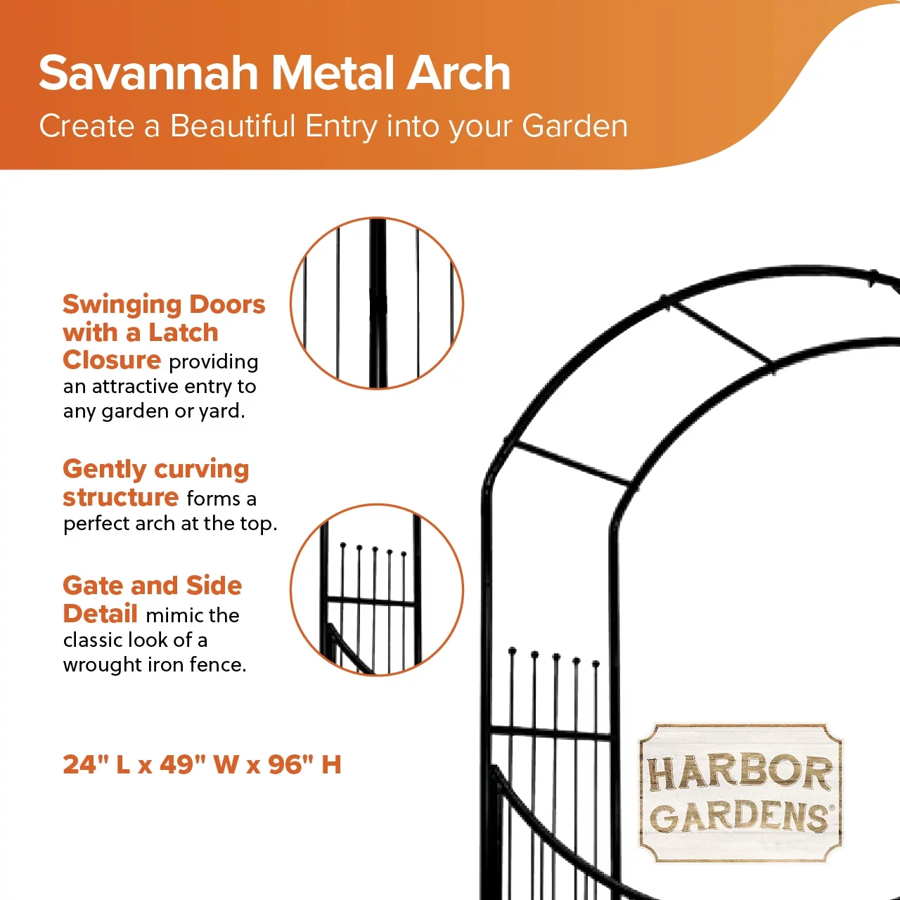 SAVANNAH ARCH AND GATE - 4'1" wide x 8' high x 24" deep