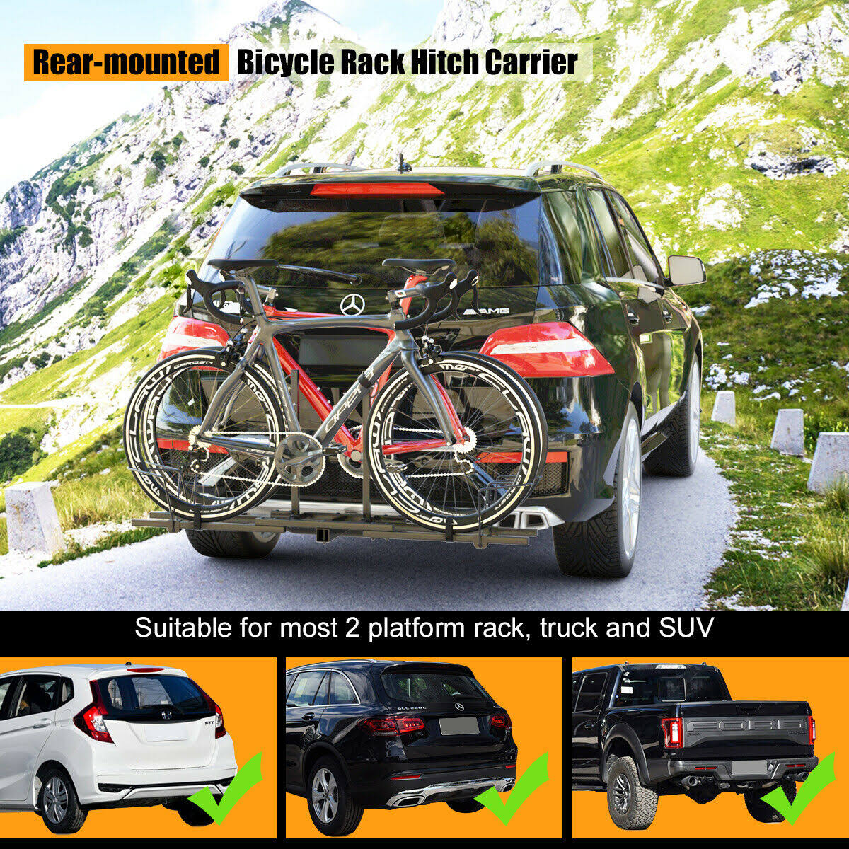 2x22 Heavy Duty 2 Bicycle Hitch Mount Carrier