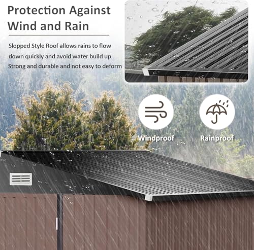 Aoxun 6.2x4 FT Shed Outdoor Storage Shed Metal Garden Shed with Lockable Doors & Slooping Roof Tool Shed Bike Shed for Backyard, Patio