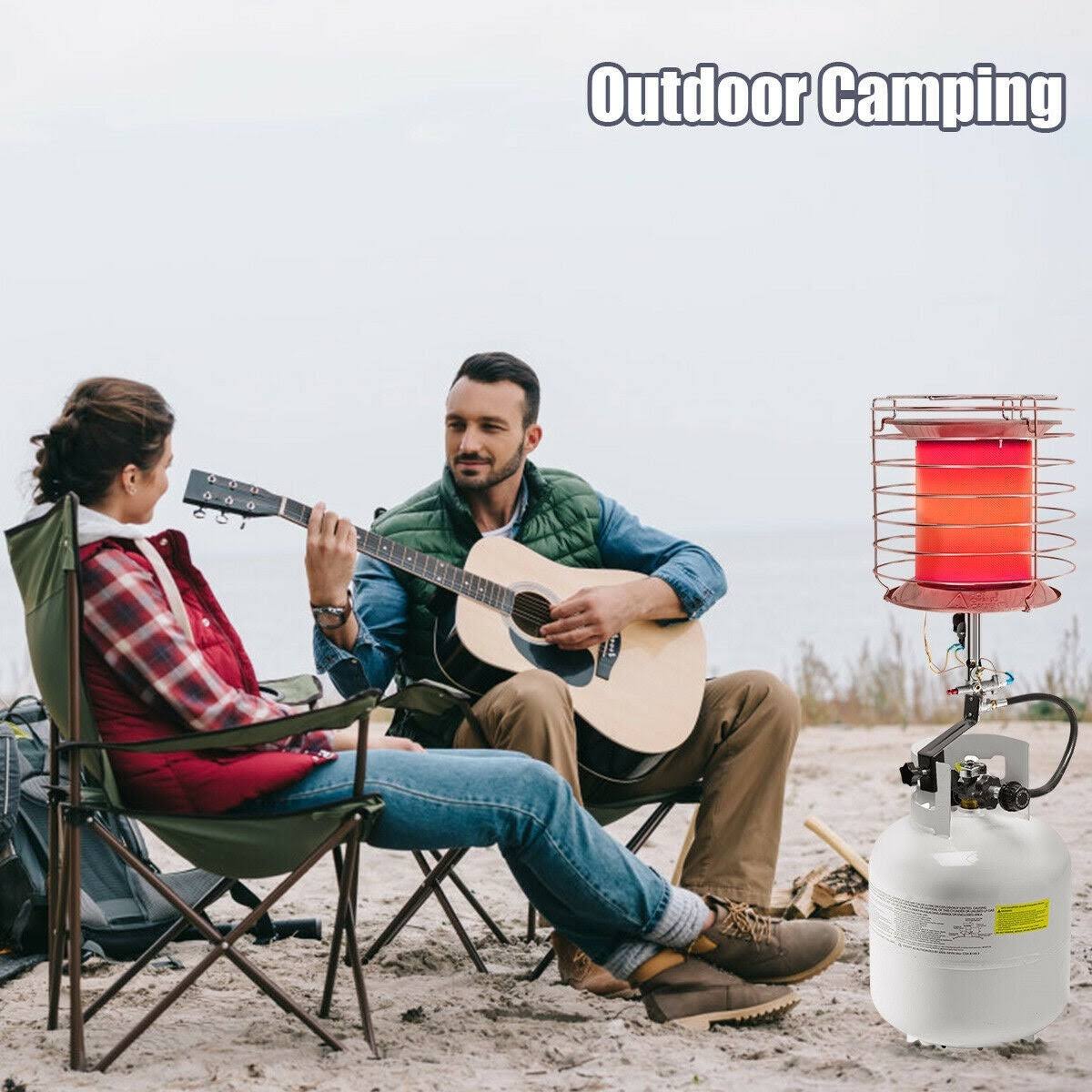 35,000-42,000 BTU 360 Degree Camping Top Propane Heater - Silver