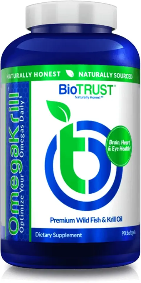 BioTrust OmegaKrill EPA & DHA Omega 3 Supplement, Fish and Krill Oil to Provide Support for Joint, Heart, Brain, Eye and Skin (30 Servings)