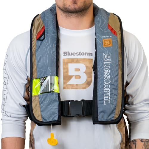 BLUESTORM Stratus 35 Inflatable Life Jacket PFD for Adults | US Coast Guard (USCG) Approved Automatic Self Inflating Life Vest Preserver with Manual