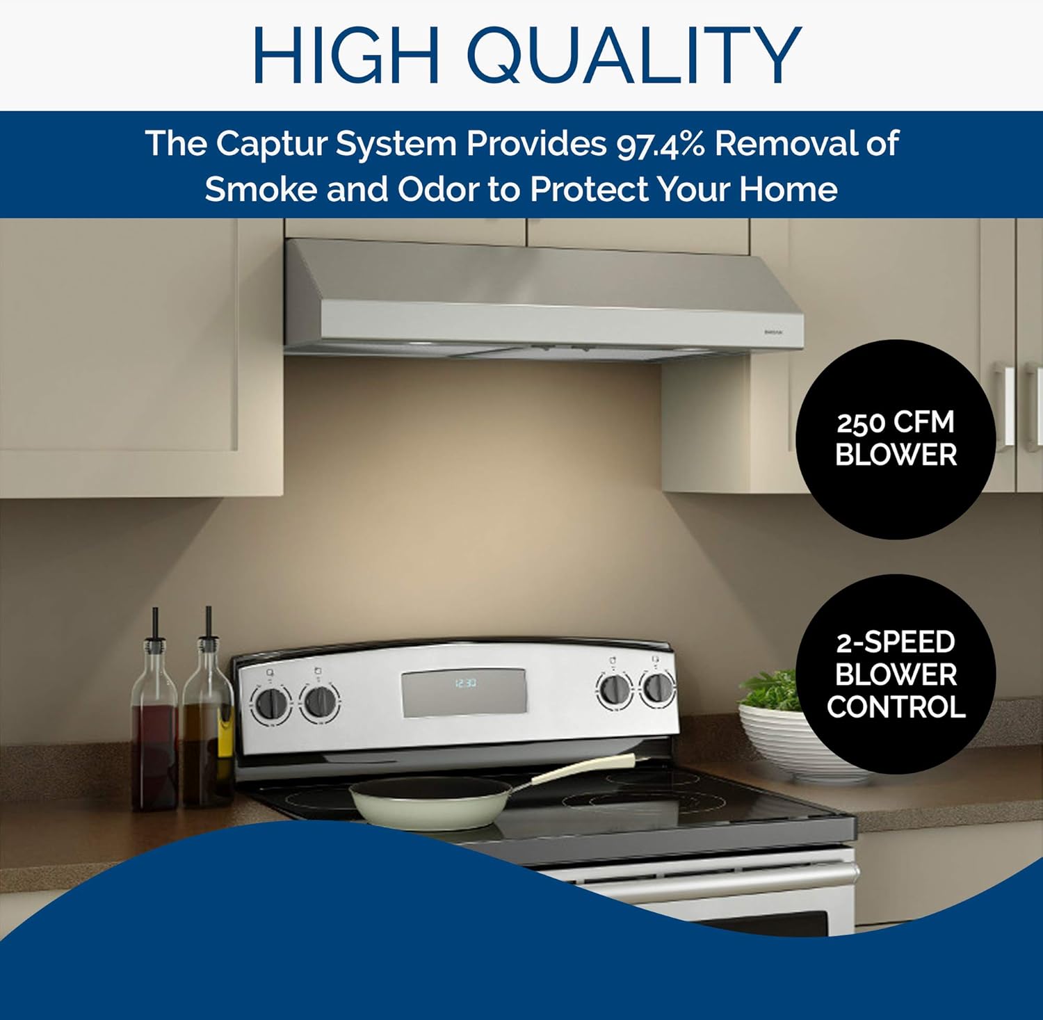 Broan-NuTone BCSD142SS Glacier Range Hood with Light, Exhaust Fan for Under Cabinet, Stainless Steel, 42-inch