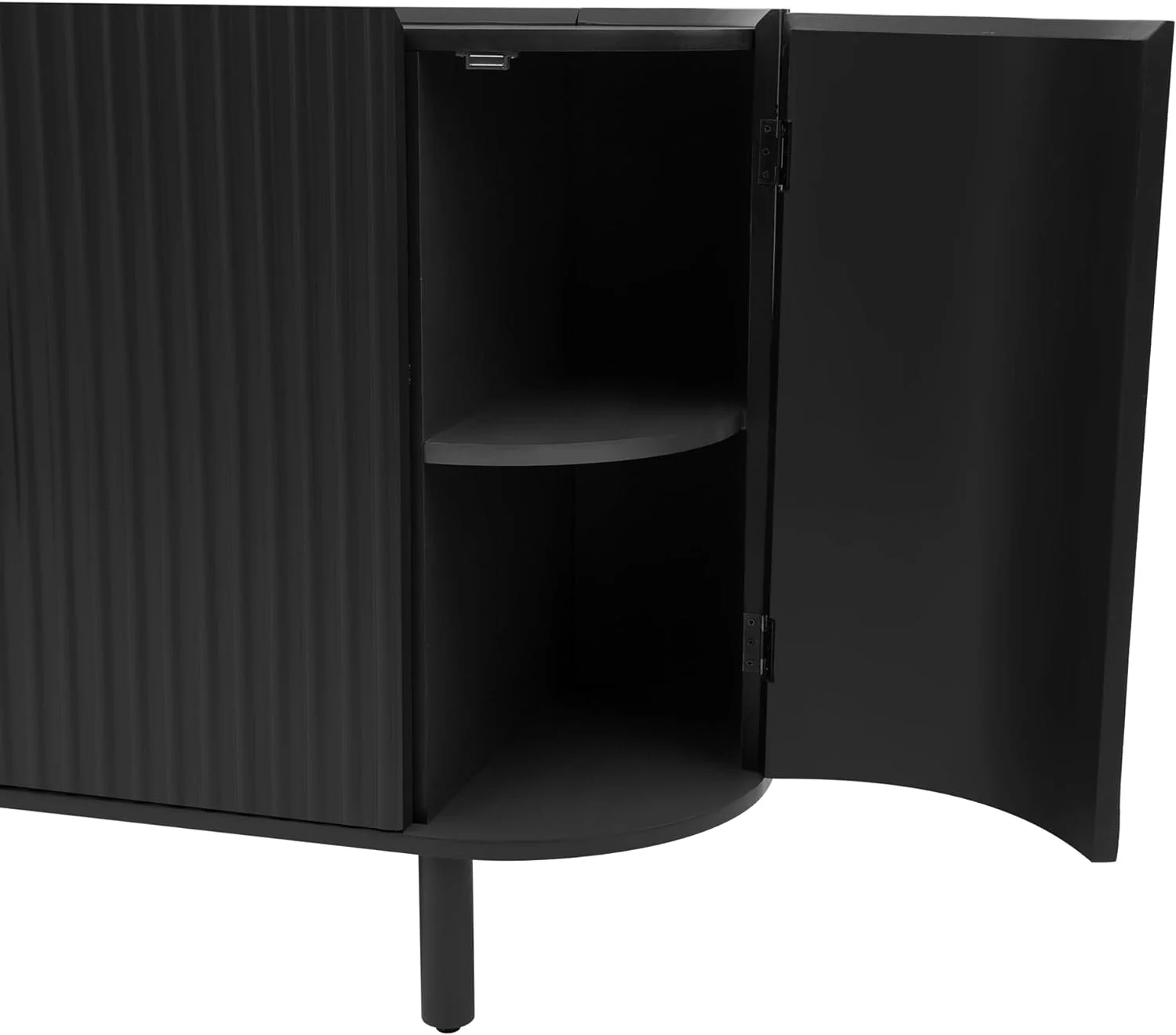 Curved Design Light Luxury Sideboard Cabinet with Adjustable Shelves,Modern Buffet Storage CabinetSuitable for Living Room,Study,Entrance(Black)