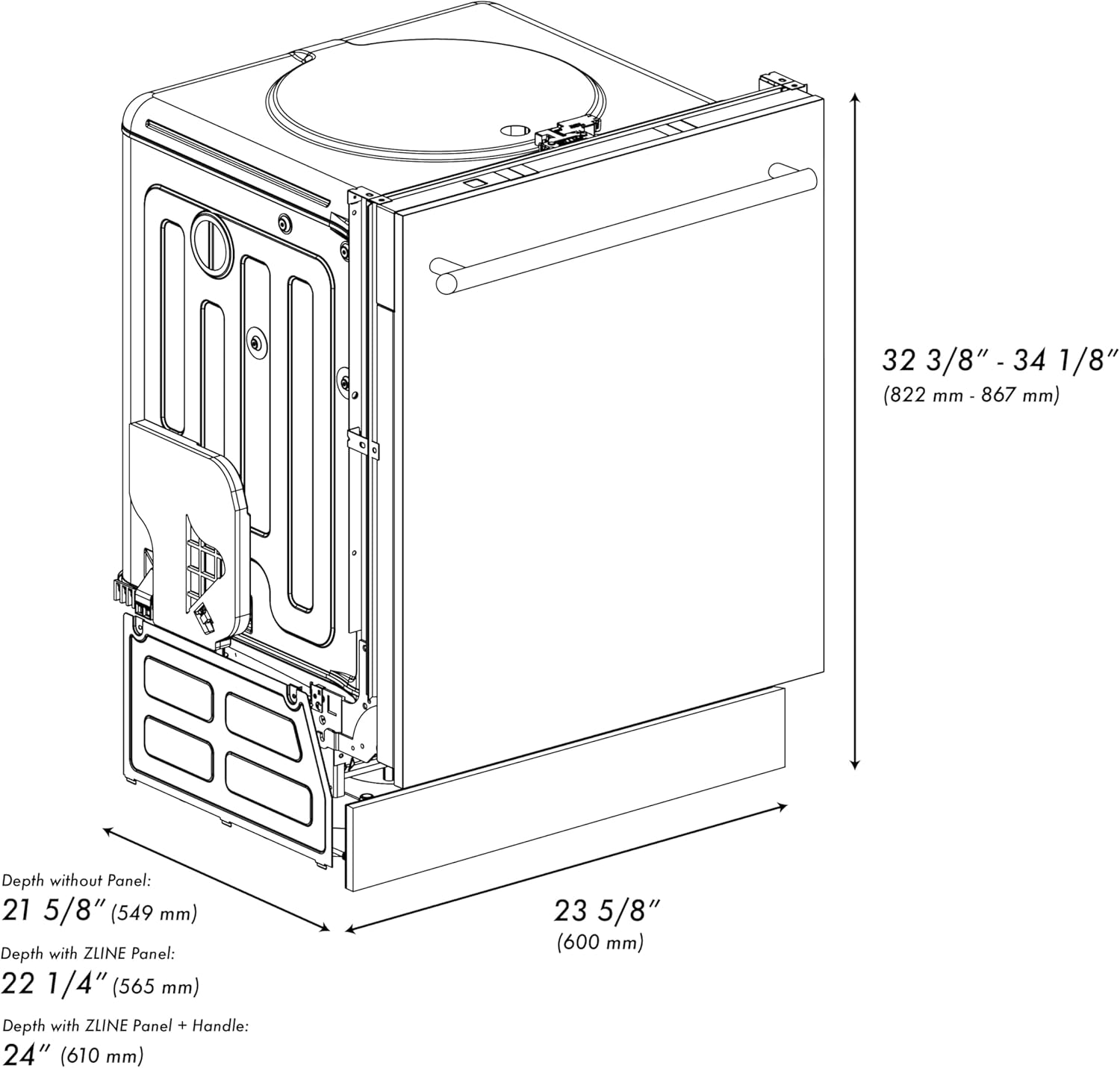 ZLINE 24 in. Top Control Dishwasher in Stainless Steel with Stainless Steel Tub