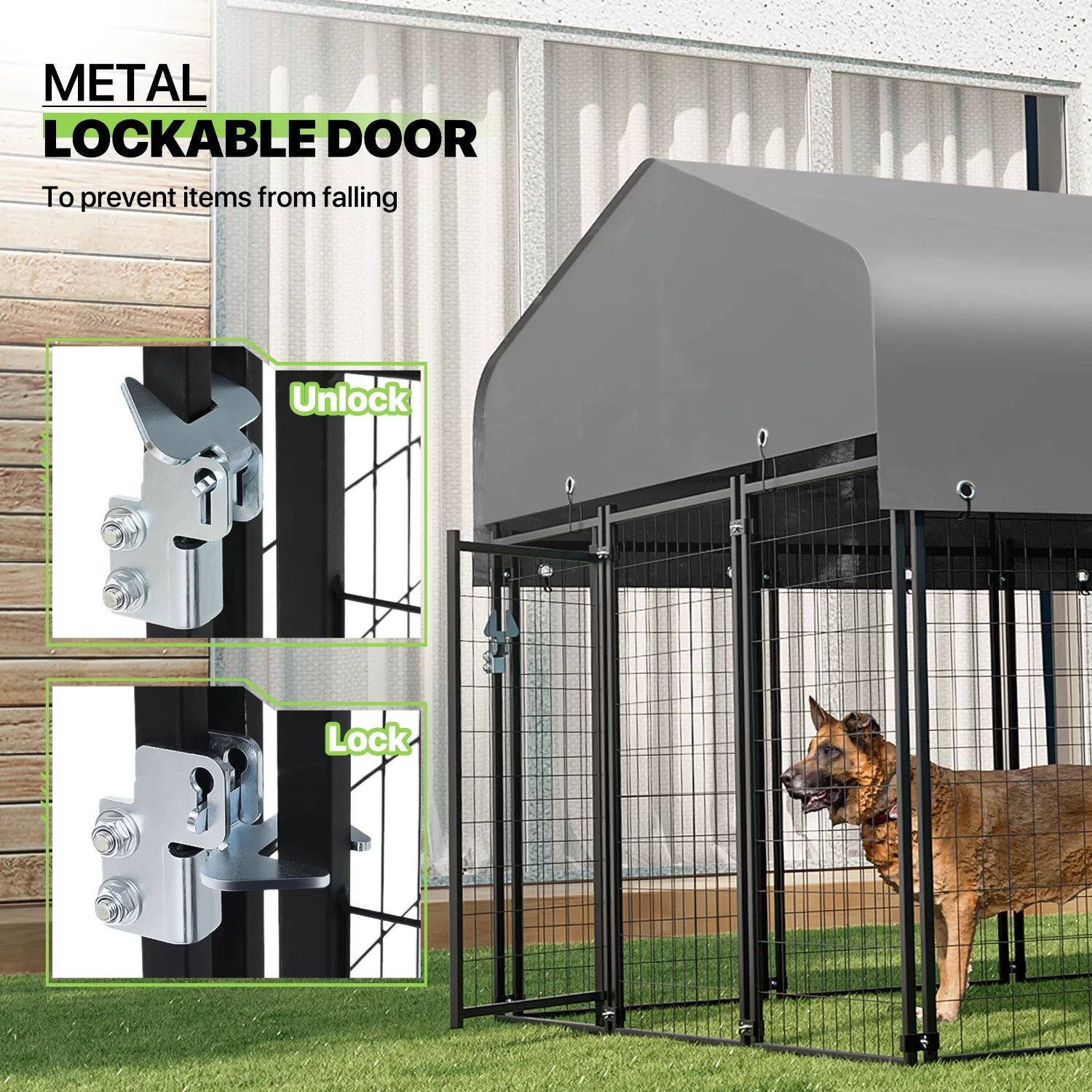 Magshion Outdoor Dog Kennel 4ft x 4.25ft x 4.5ft with UV Protection Waterproof Cover