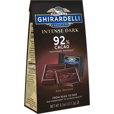Ghirardelli Intense Dark Chocolate 92% Cacao Squares Medium Bags, Case of 6