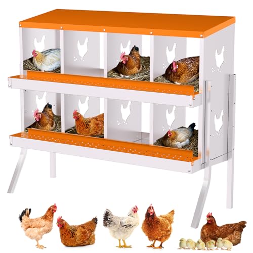 Garvee Chicken Nesting Box with Removable Tray, 8 Compartment Nesting Boxes for Chickens, Easy to Clean and Install