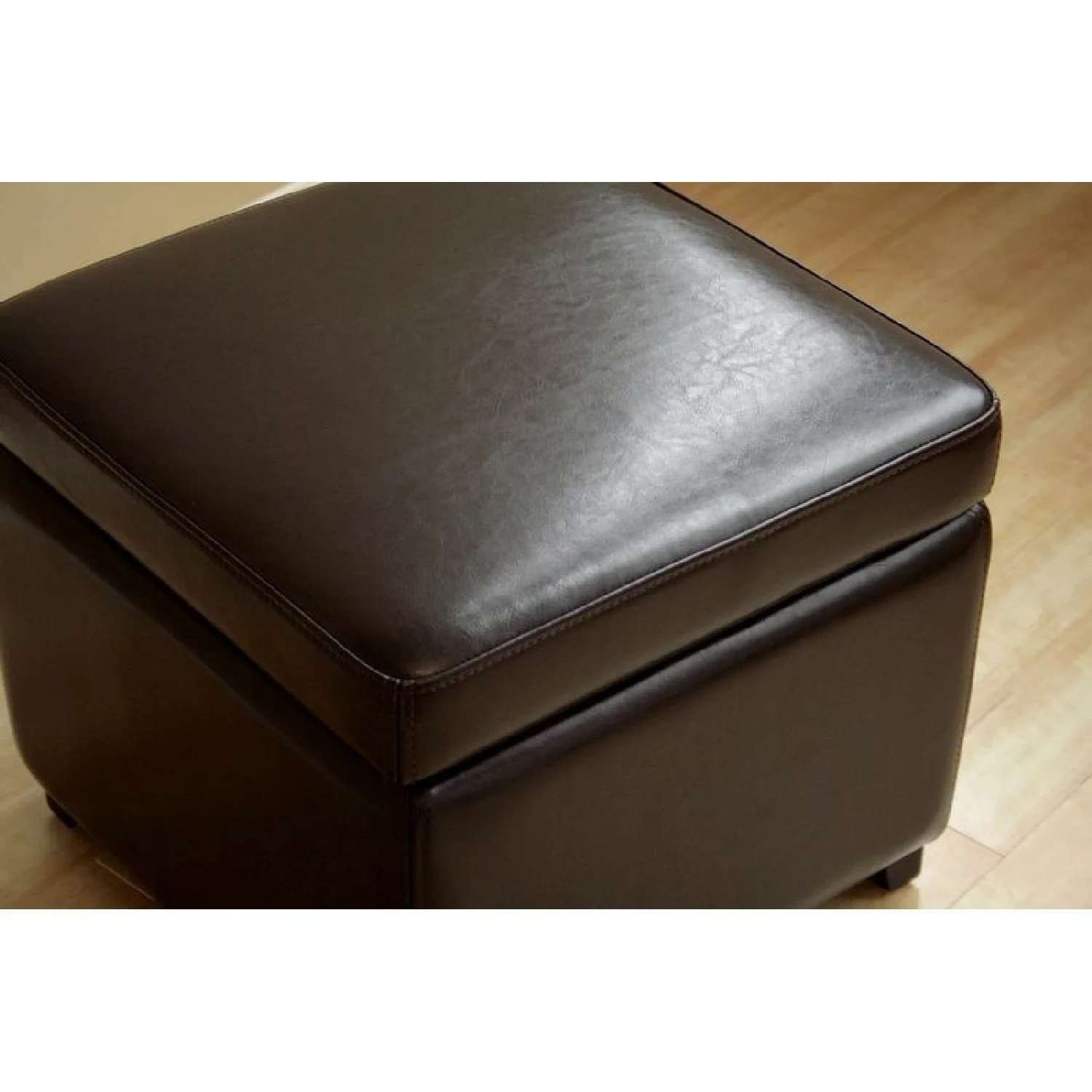 Baxton Studio Dark Brown Faux Leather Small Storage Cube Ottoman