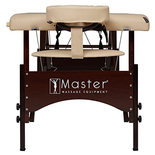 Master Massage 28" Argo Portable Massage Table in Cream with Walnut Legs- Spa Bed for Tabletop Exercise & Massage- Beauty Bed Tattoo Bed- Lash Table