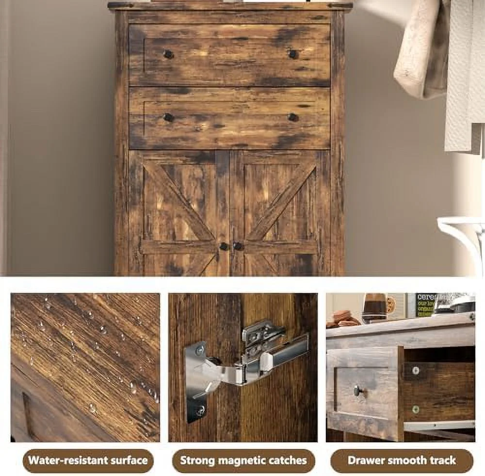RUNFAYBIU Farmhouse Dresser for Bedroom   Dressers Organizer  Rustic Tall Chest of Drawers for Bedroom  Living Room  Hallway  White