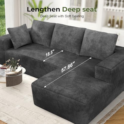 108" Modular Sectional Sofa with L-Shape Chaise, Upholstered Couches for Living Room with Deep Seat, No Assembly Required
