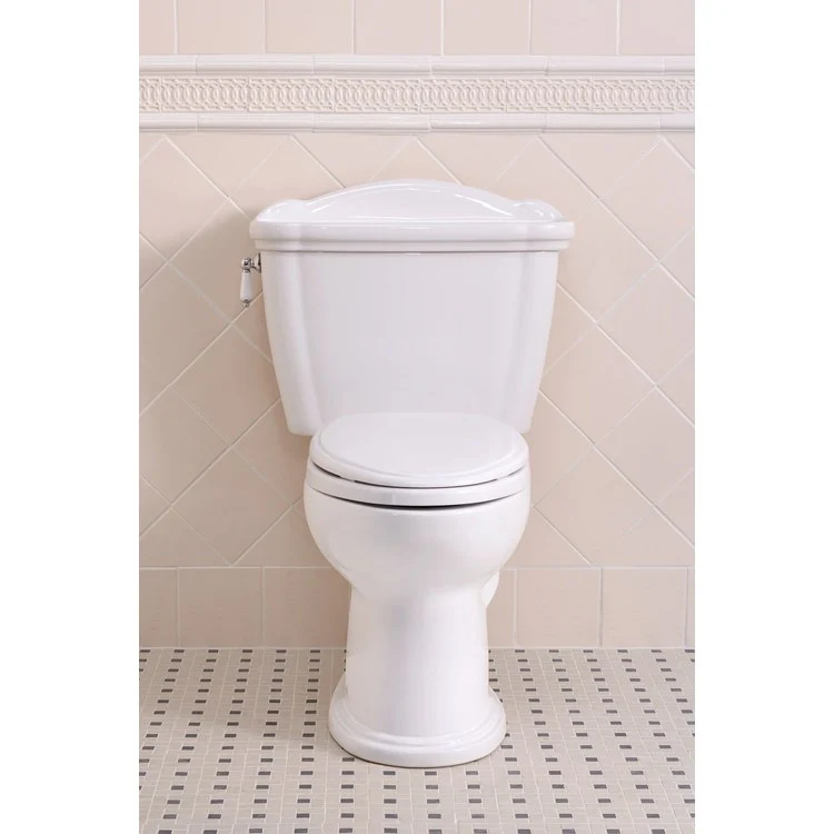 Toilet Eco Dartmouth 2 Pieces Close Coupled Universal Height Cotton Elongated ADA 32-1/2 Inch 1.28 Gallons per Flush Left Hand Chrome Less Seat