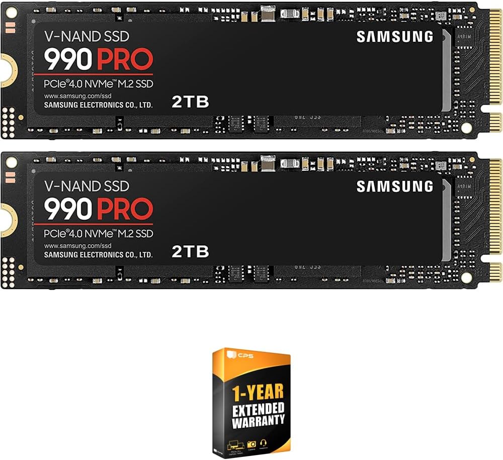 Samsung MZ-V9P2T0B/AM 990 PRO 2TB PCIe 4.0 NVMe Solid State Drive (2-Pack)