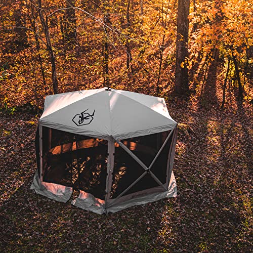 Gazelle Tents&trade;, G6 6-Sided Portable Gazebo, Easy Pop-Up Hub Screen Tent, Waterproof, UV Resistant, 8-Person & Table, Desert Sand