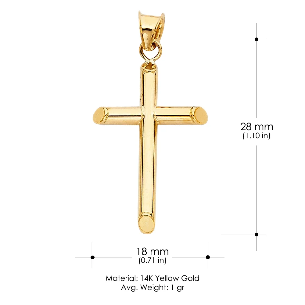 Ioka-14K Yellow Gold Classic Cross Religious Charm Pendant For Necklace or Chain