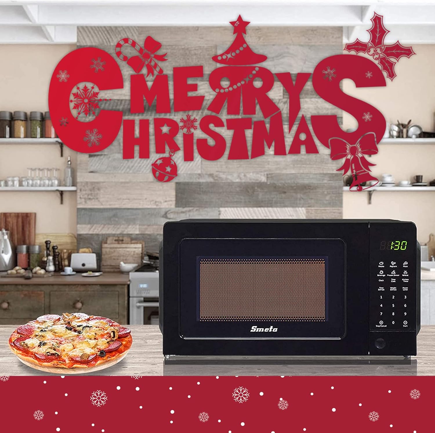 SMETA Small Microwave Countertop Microwave Oven Compact 0.7 Cu. Ft/700W for RV Dorm, 10 Power Levels, Black Smallest Portable Microwave