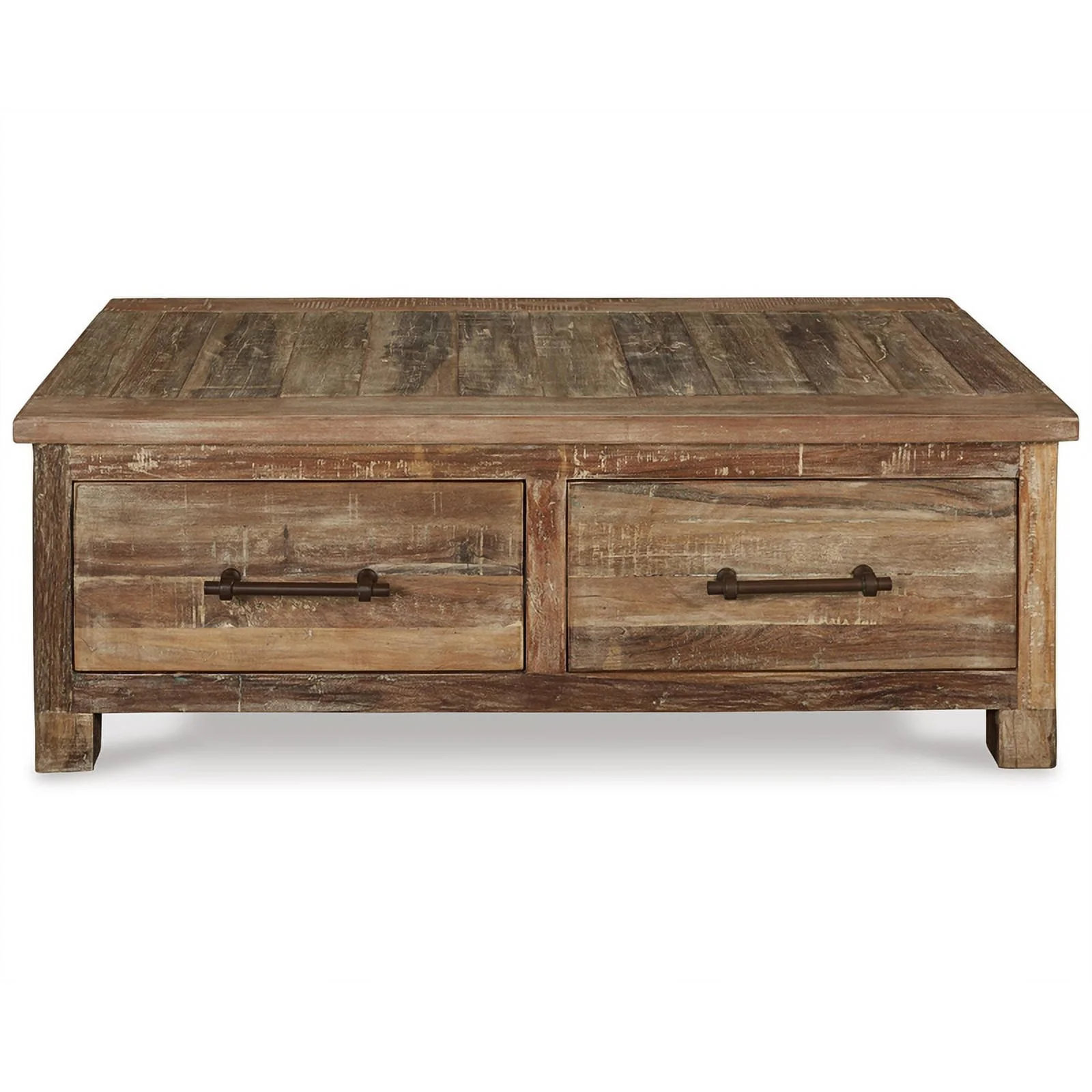 Ashley Furniture Randale Wood Coffee Table with Storage in Dark Brown