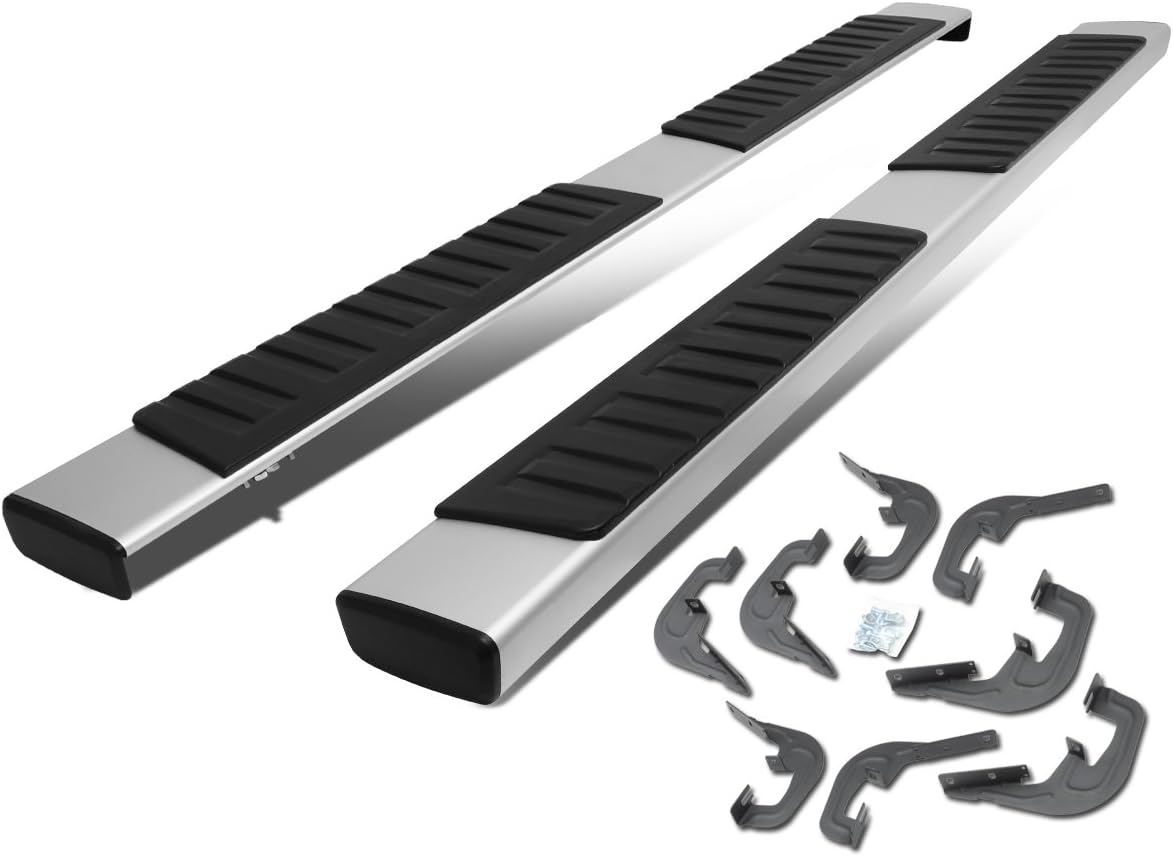 6 Inches Side Step Nerf Bar Running Boards Compatible with Silverado Sierra 1500 2500HD 3500HD Crew Cab 07-19, Stainless Steel, Polished