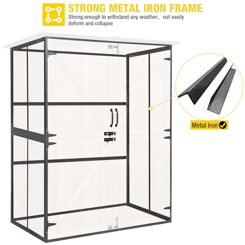 Aivituvin Outdoor Storage Shed Upgraded with Strong Metal Frame Garden Tool Shed Storage House Cabinet with Adjustable Shelfs and Wooden Floor 4.6 x