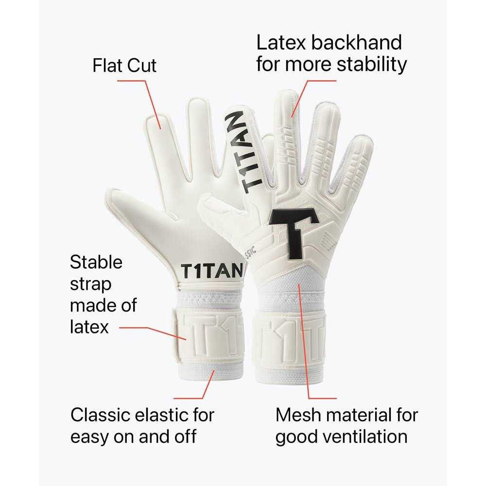 T1tan Classic 1.0 White-Out Goalkeeper Gloves Without Finger Protection - Sports Supplies Online Store