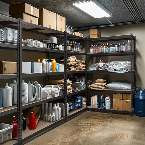 WORKPRO 5-Tier Metal Shelving Unit, 48”W x 24”D x 72”H, Heavy Duty Adjustable Storage Rack, 4000 lbs Load Capacity (Total), for Garage, Basement